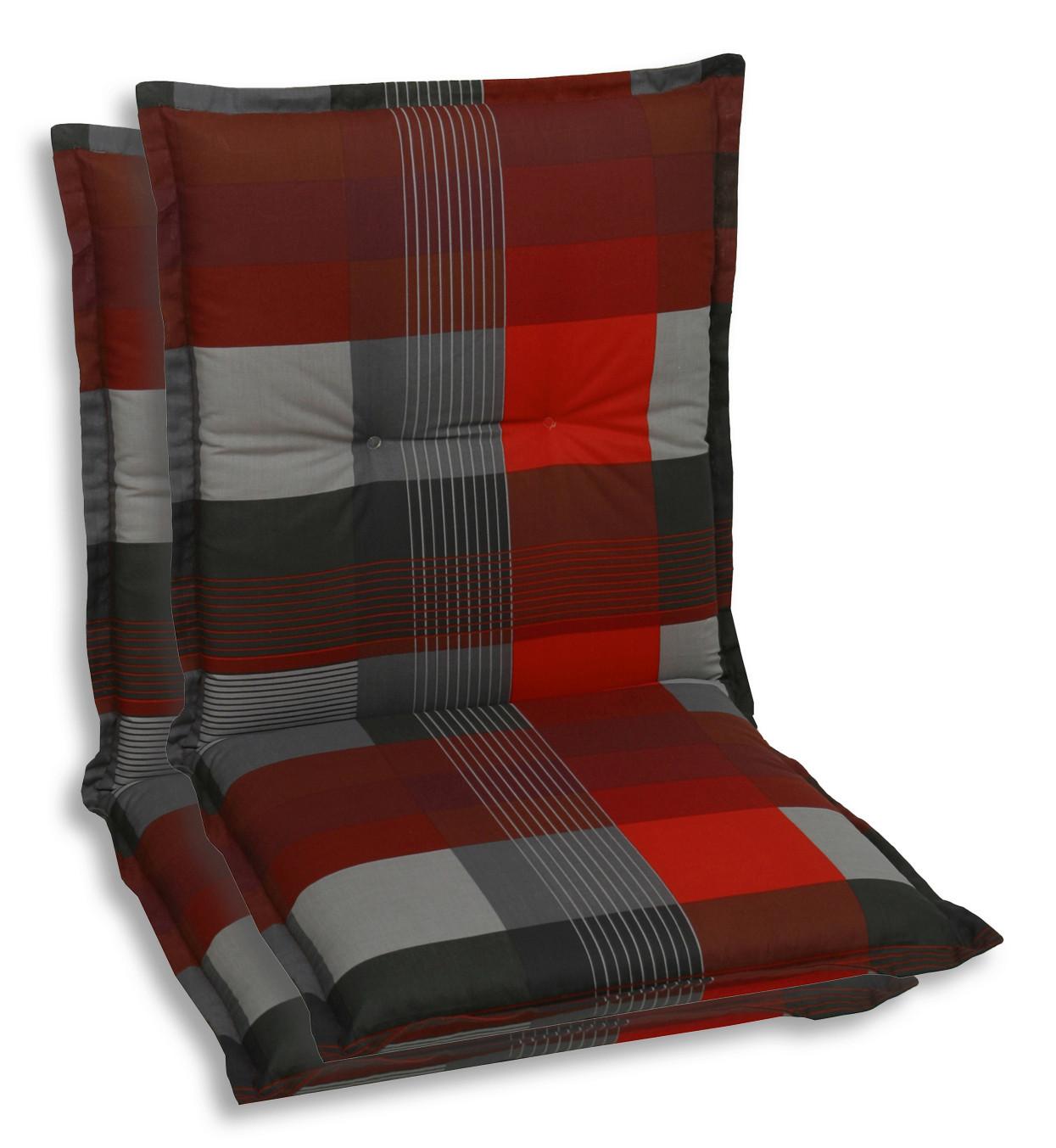 Sesselauflagenset Grau/Rot, 2-teilig - Dunkelgrau/Rot, Basics, Textil (50/7/100cm)