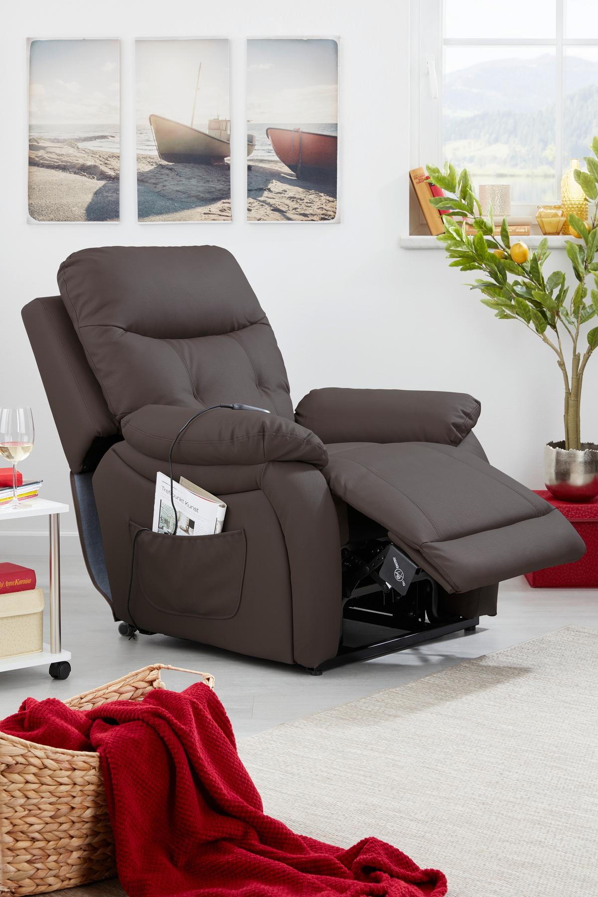 Tv Fotelj Mario, Relax Funkcija, Rjava - črna/rjava, Konvencionalno, kovina/umetna masa (89/107-79/94-165cm) - James Wood