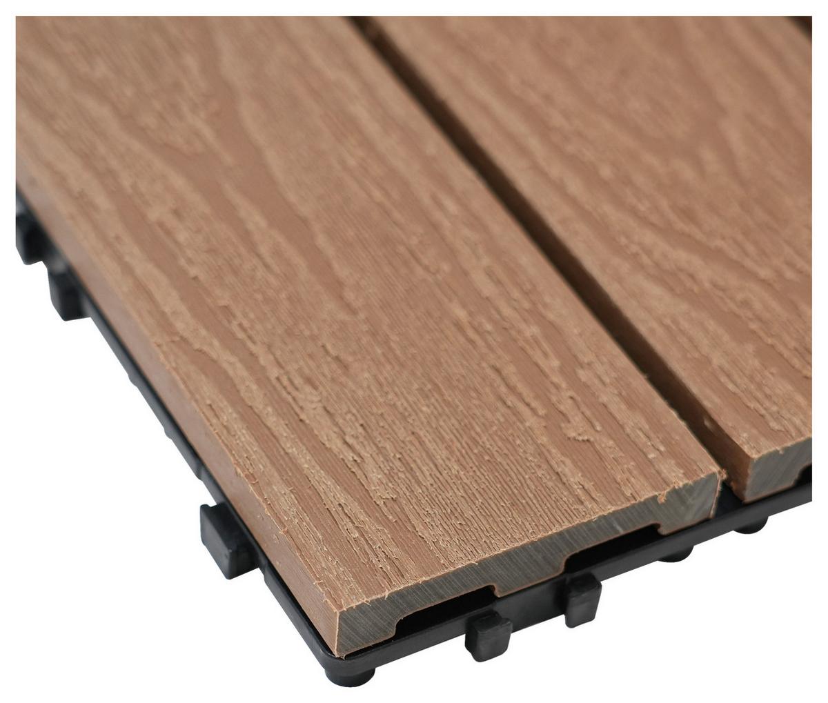 PŁYTKA TARASOWA PREMIUM 11ER SET - kolor drewna tekowego, Konventionell, materiał drewnopochodny (30/30/2,1cm) - Ambia Garden