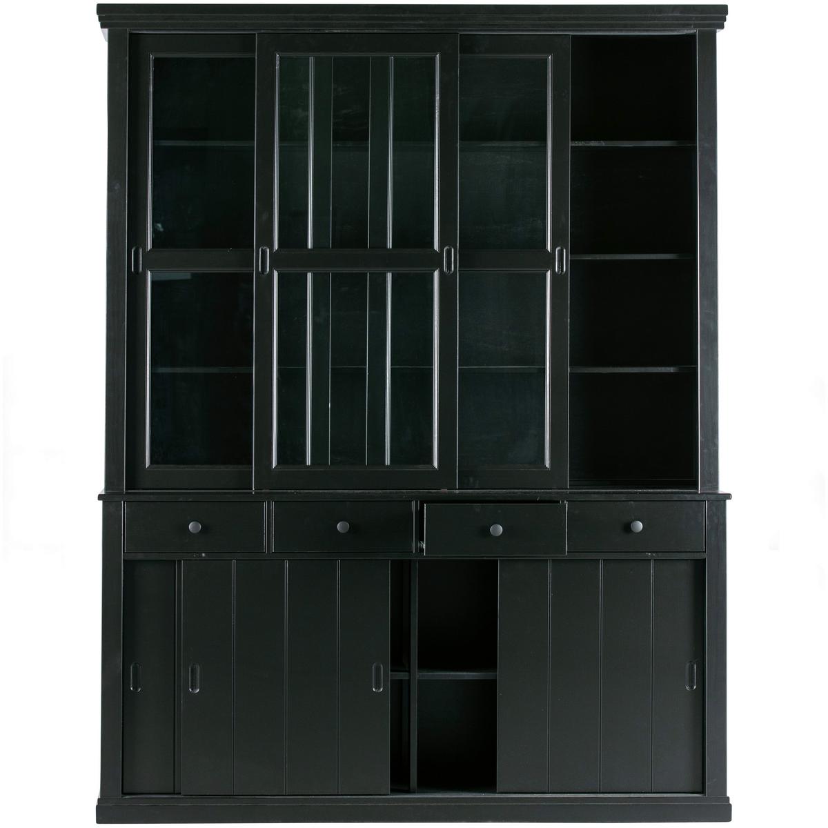 Vitrine Lagos Schwarz - Schwarz, Design, Glas/Holz (166/214/48cm) - Livetastic