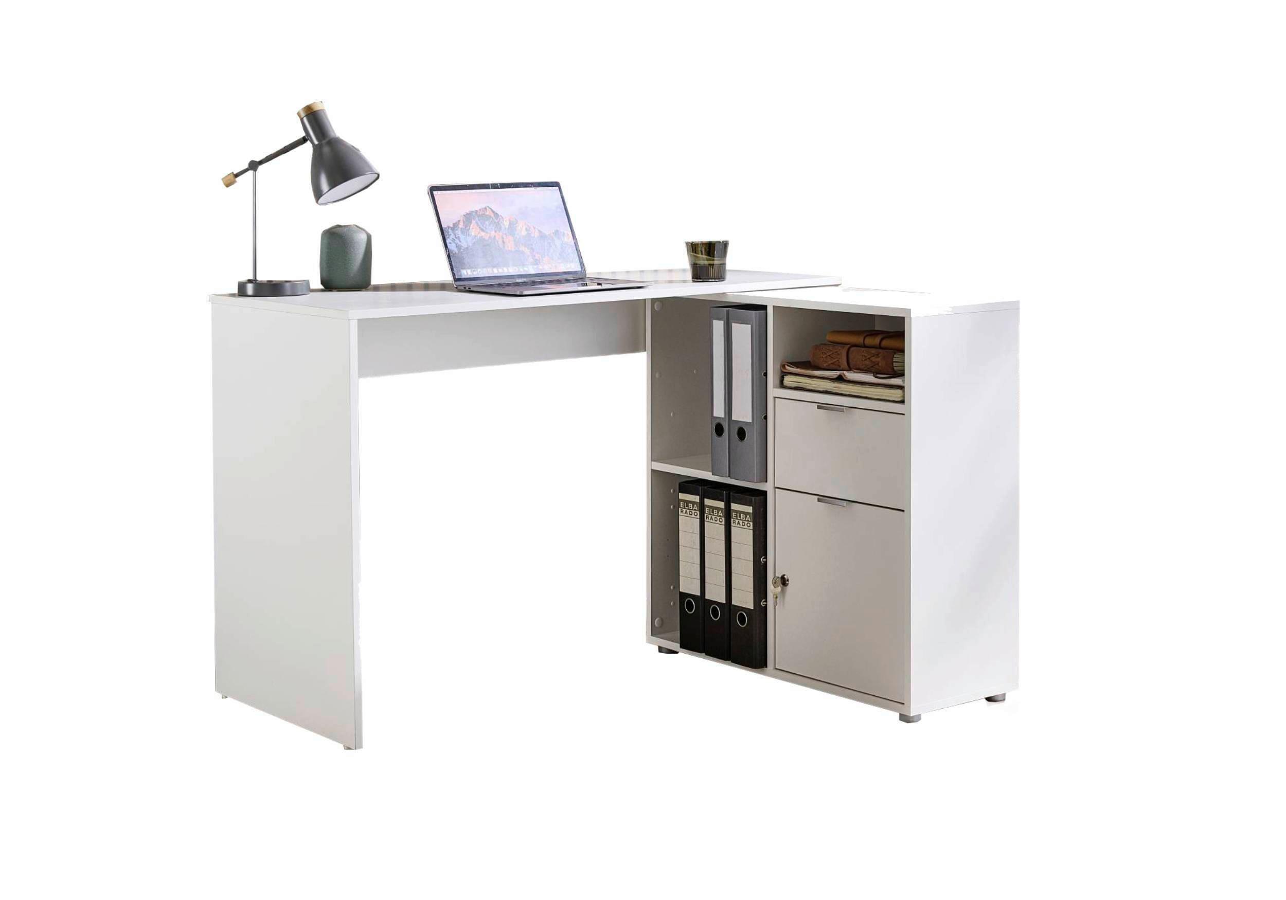 Schreibtischkombination Leni Weiß ca. 110x85x74cm - Weiß, MODERN, Holzwerkstoff (110/85/74cm) - MID.YOU