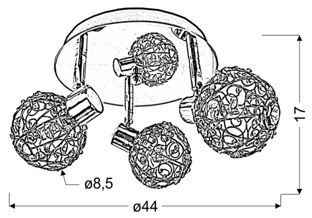 Stropna Svjetiljka Collar - boje kroma/prozirno, Konvencionalno, staklo/metal (44/44/17cm)