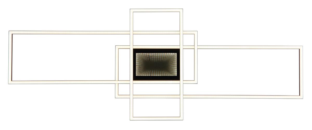 LED-DECKENLEUCHTE 48468-60 - Opal/Schwarz, Design, Kunststoff/Metall (110,8/42/6,8cm) - Globo