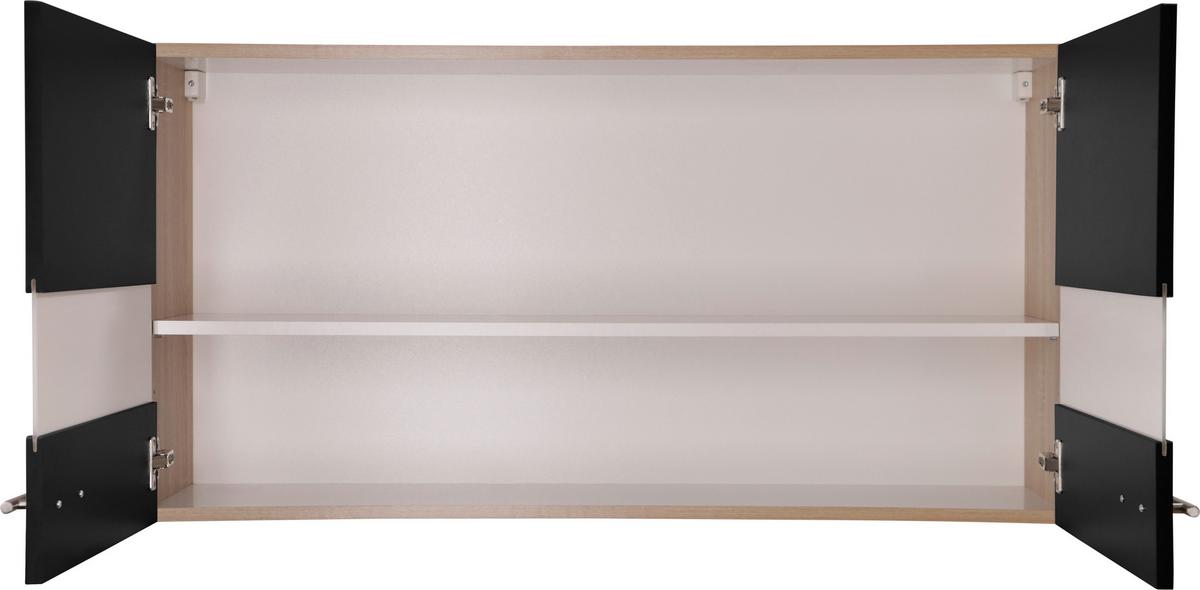 Kuhinjska Zgornja Omarica Merle, Barva Hrasta, Črna - srebrne barve/črna, Basics, kovina/steklo (110/56,1/34,6cm) - Respekta