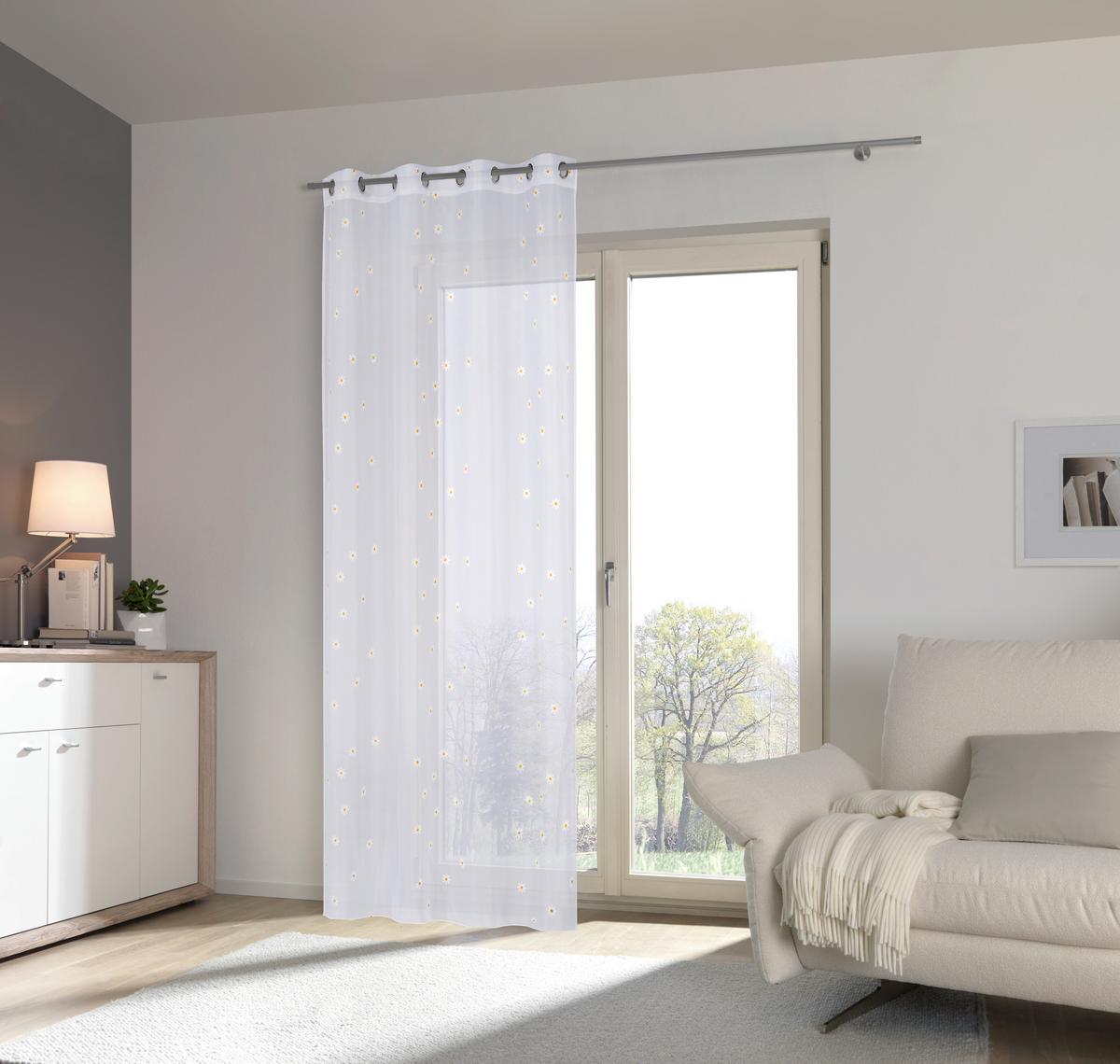 ZASŁONA NA PRZELOTKACH FLOWERY - biały/różnokolorowy, Design, tkanina (140/245cm) - Esposa