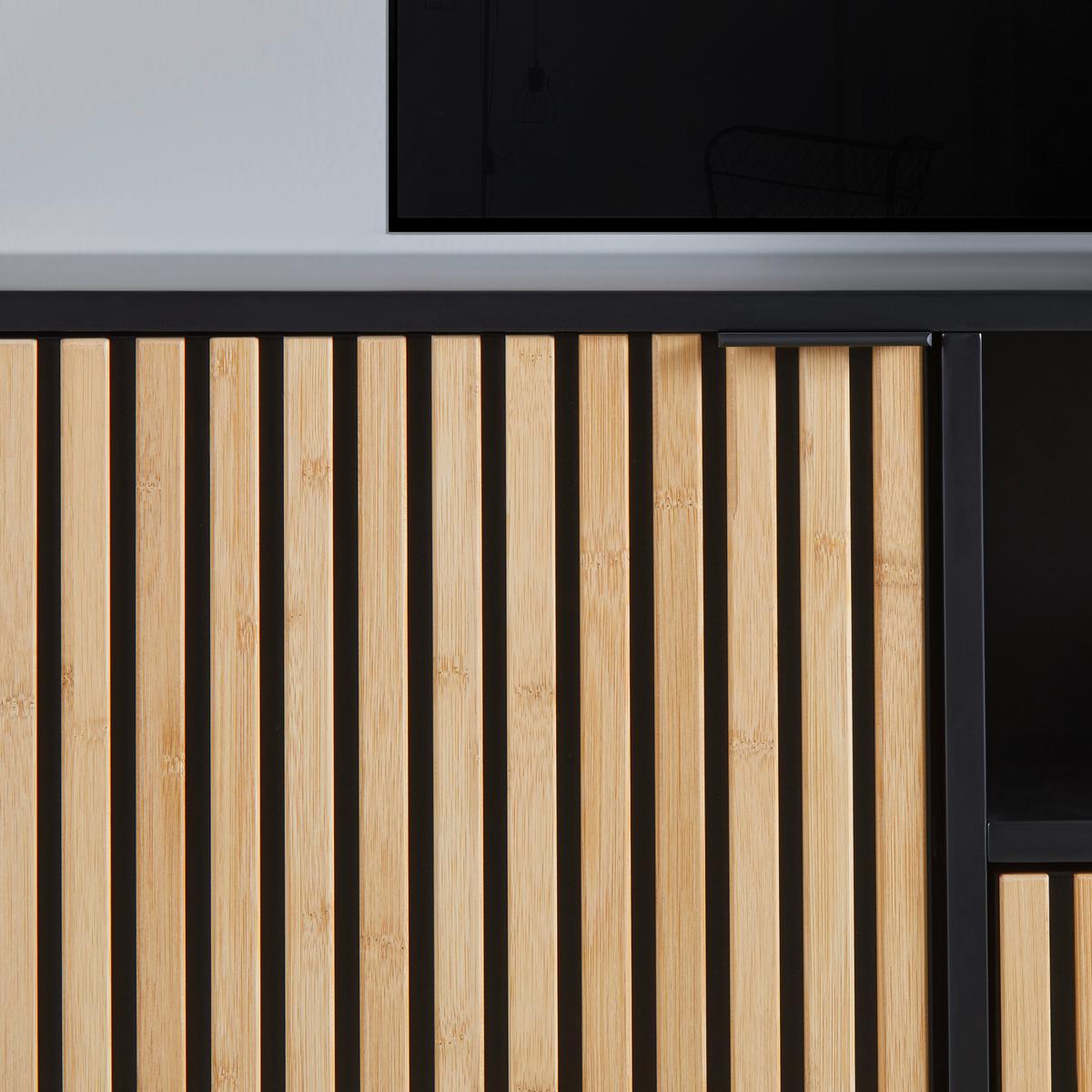 Lowboard Madrid Schwarz/Naturfarben massiv - Eichefarben/Schwarz, MODERN, Holz/Holzwerkstoff (143/60/40cm) - Mömax