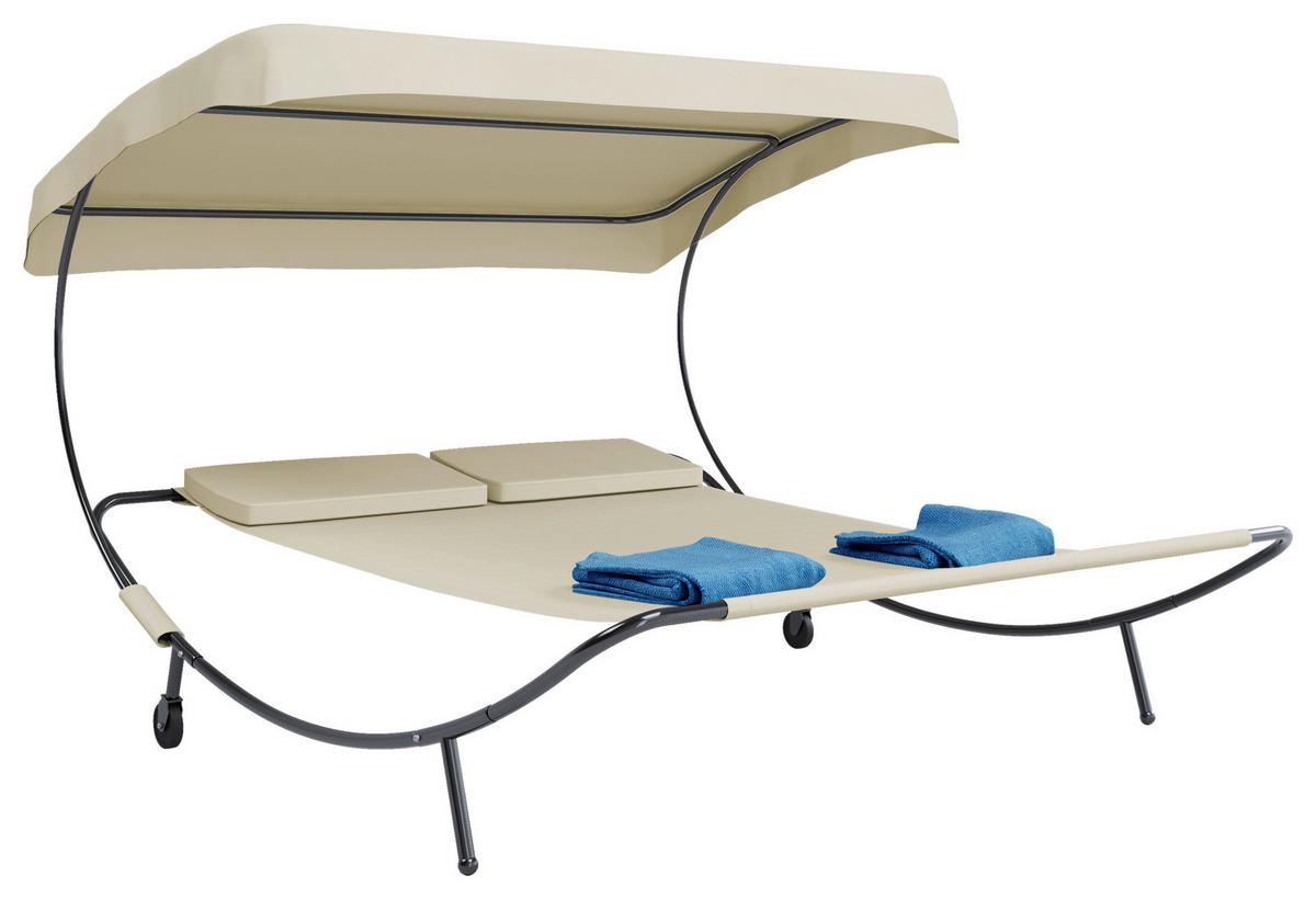 Dvojni Vrtni Ležalnik Bindox, Krem Barva - krem barve, Basics, kovina/tekstil (130/137/200cm) - Gardenson