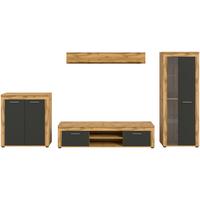 ANSAMBLU MOBILIER CAMERA DE Z JAM - antracit/stejar Wotan, Design, sticlă/material pe bază de lemn (330/159/35cm) - Modern Living