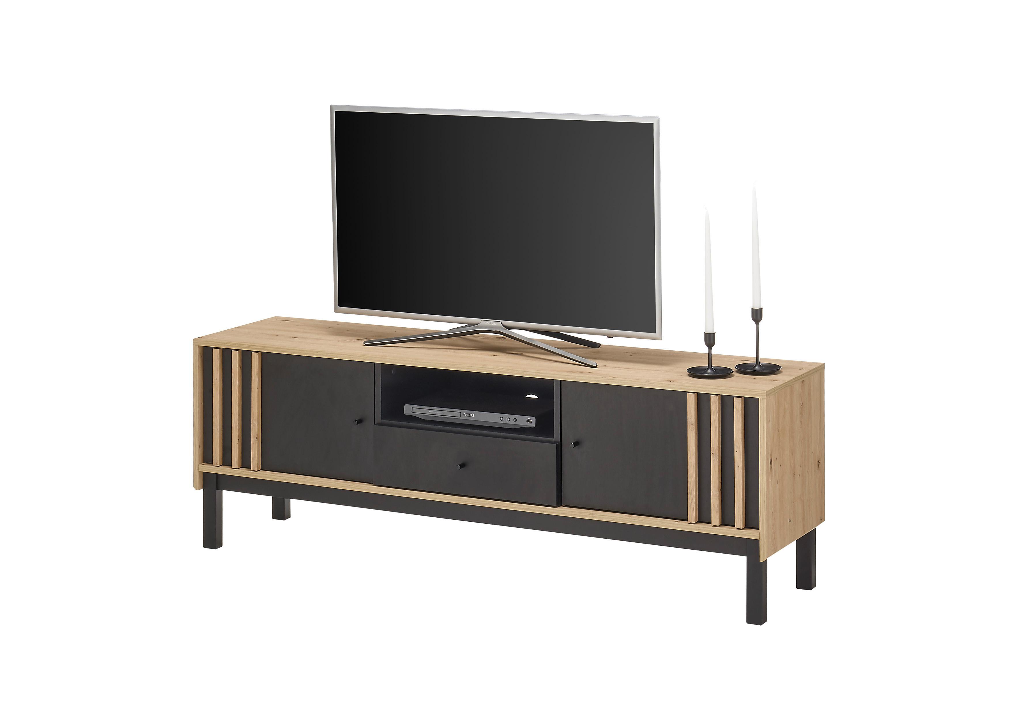 Lowboard Volano in Schwarz/Eiche Artisan - Schwarz/Eiche Artisan, MODERN, Holzwerkstoff/Kunststoff (156/54/39cm) - Carryhome