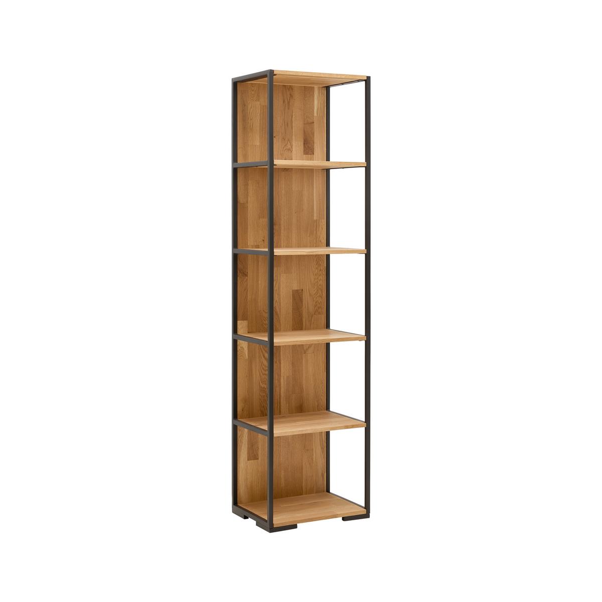 Regal Albero Naturfarben - Schwarz/Naturfarben, MODERN, Holz/Metall (50/200/38cm) - Premium Living