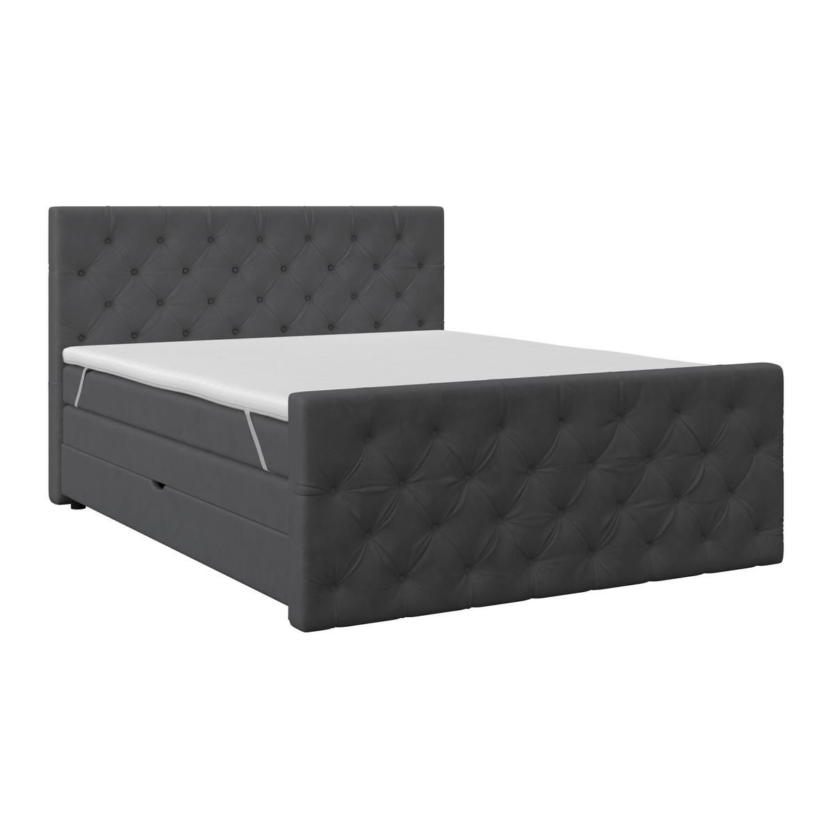 Boxspring Krevet Elio - boje grafita/bež, Romantično / ladanjski, tekstil/plastika (160/200cm) - Modern Living