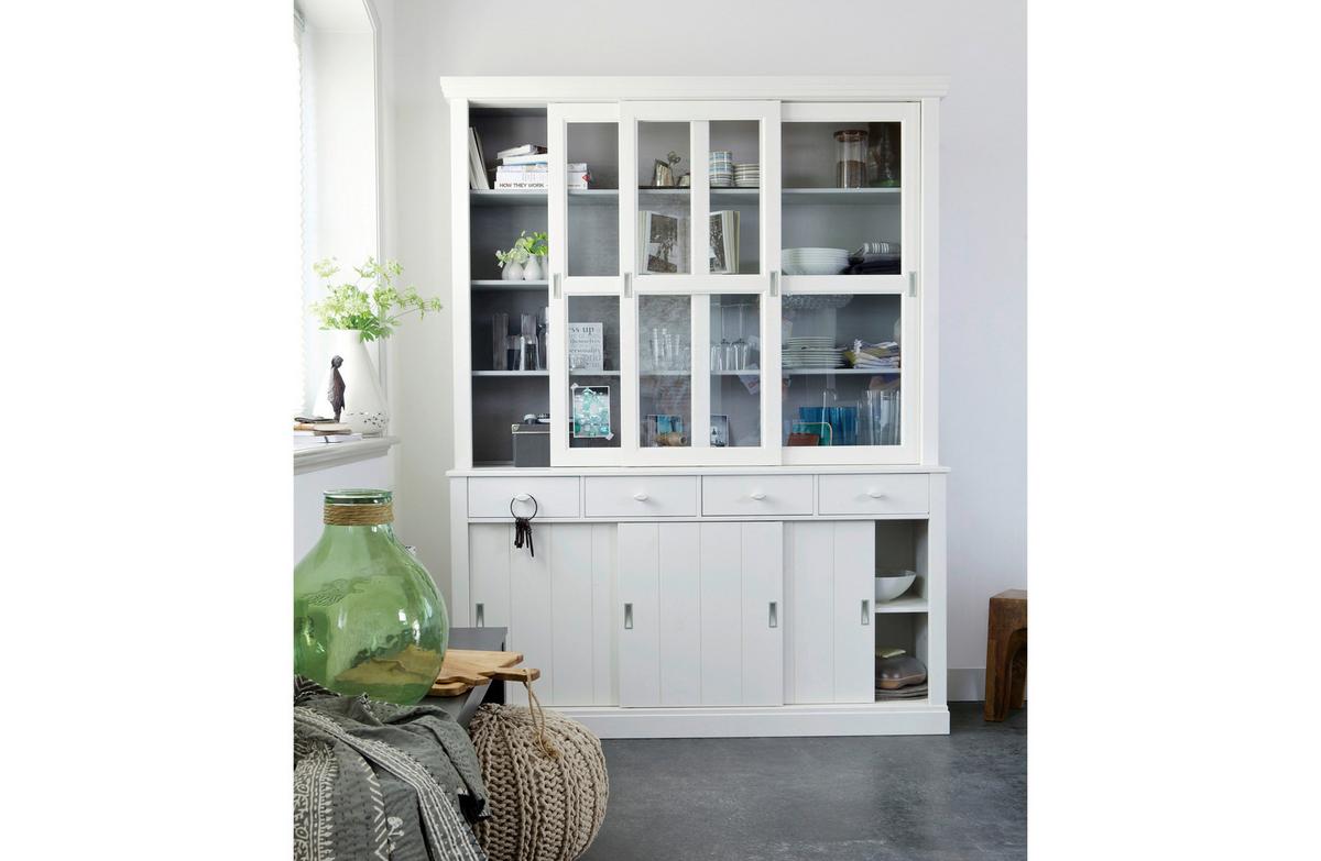 Vitrine Lagos Weiß - Schwarz/Weiß, Design, Glas/Holz (166/214/48cm) - Livetastic