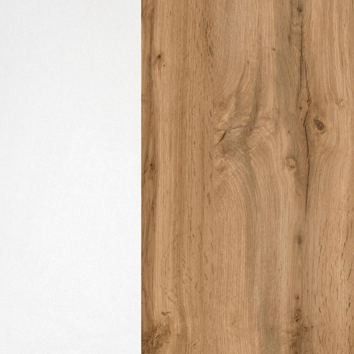 Kochfeldumbauschrank Florenz ca. 60 cm Weiß/Eiche - Eiche Wotan/Weiß, Design, Holzwerkstoff/Metall (60/86/60cm) - Held