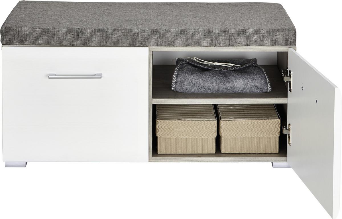 Garderobenbank in Weiss/Silbereichenfarben - Chromfarben/Weiss, Konventionell (85/38/38cm) - Premium Living