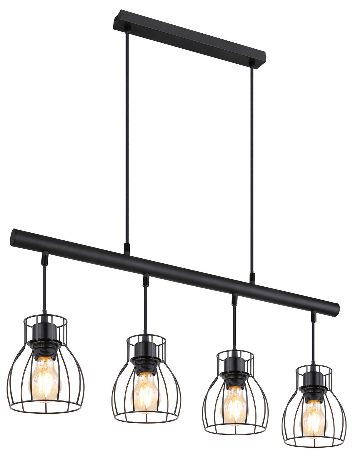 Viseča Led-svetilka 15326-4lm Mina - črna, Trend, kovina/umetna masa (77/14/120cm) - Globo
