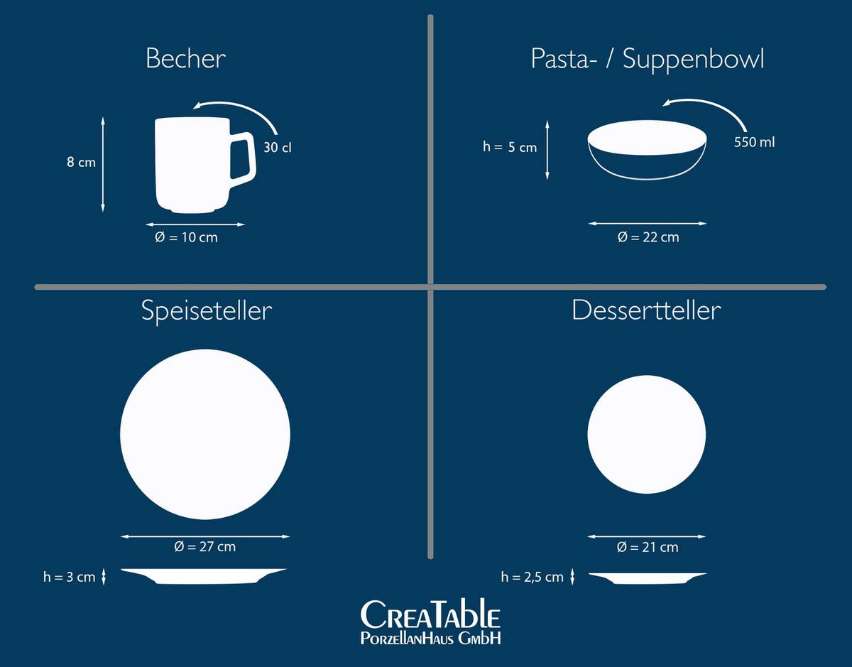 Kombiservice Catania Anthrazit, 16-teilig - Anthrazit, Design, Keramik - Creatable