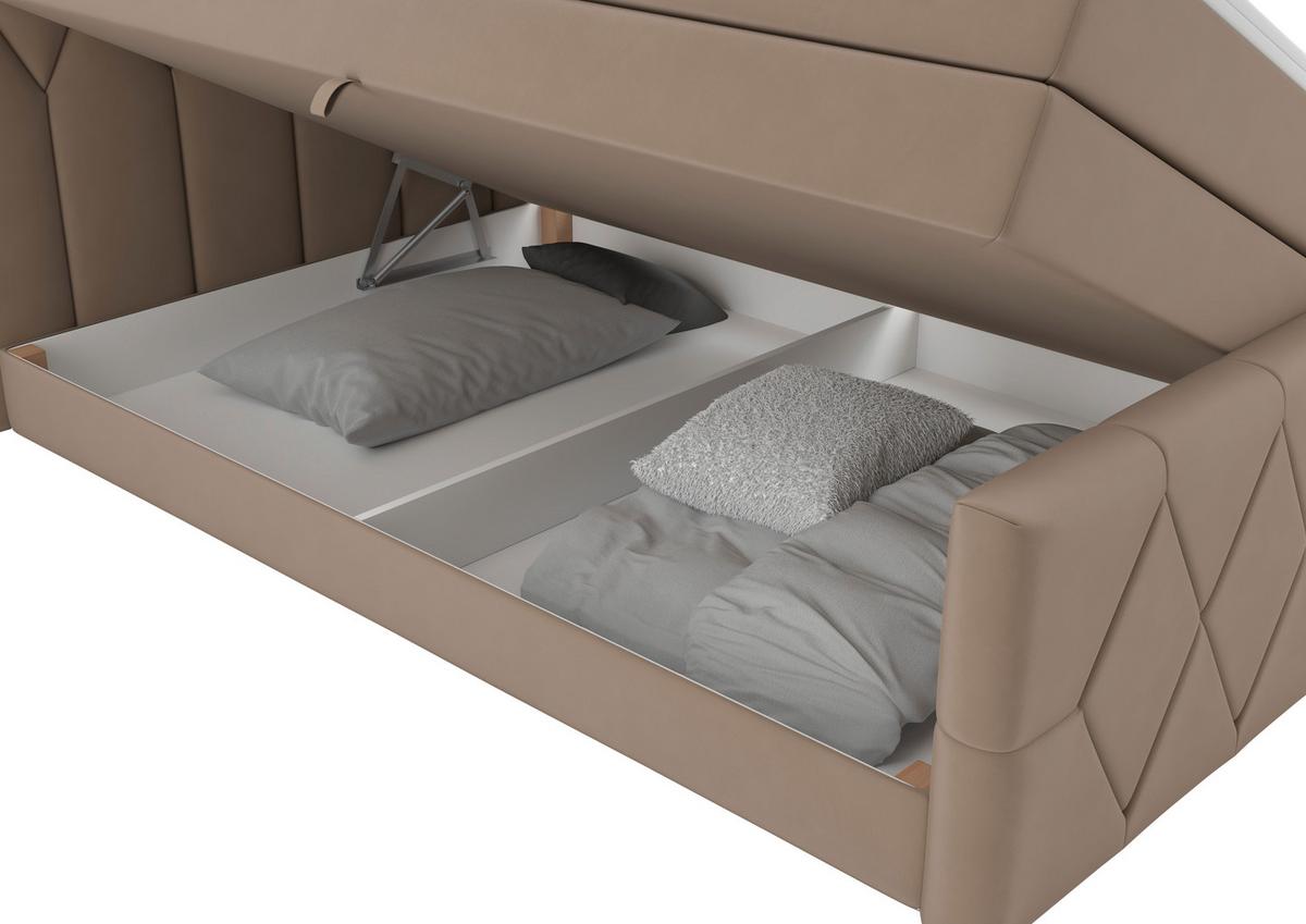 Boxspringbett Josie B Cappuccino ca. 140x200cm - Schwarz/Cappuccino, KONVENTIONELL, Holz/Holzwerkstoff (140/200cm) - Mömax