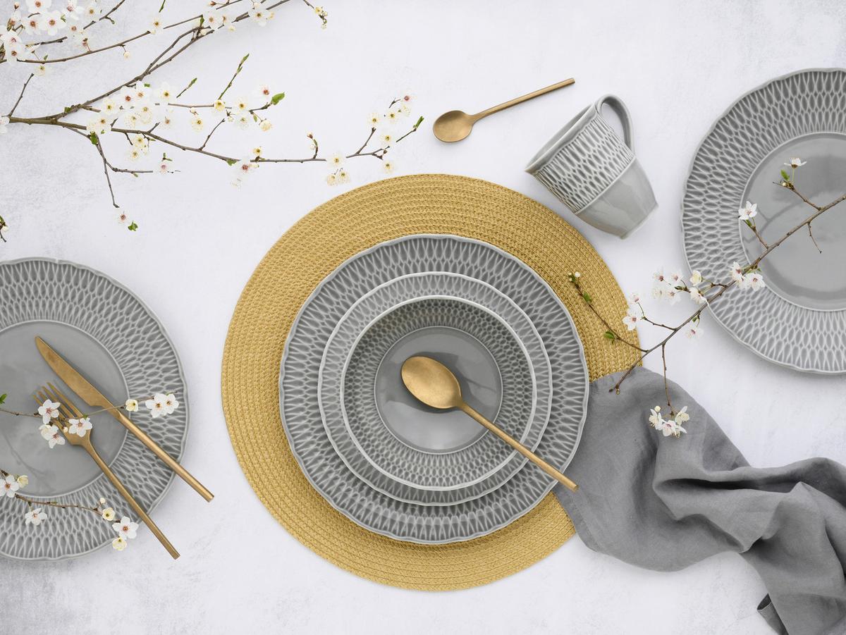 Kombinirani Servis Sofia, 16-Delni Set - svetlo siva, Design, keramika - Creatable