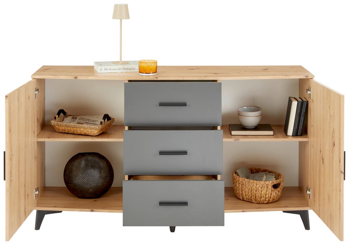 Comodă IVONA - stejar Artisan/antracit, Trend, material pe bază de lemn (160/90/45cm) - Modern Living