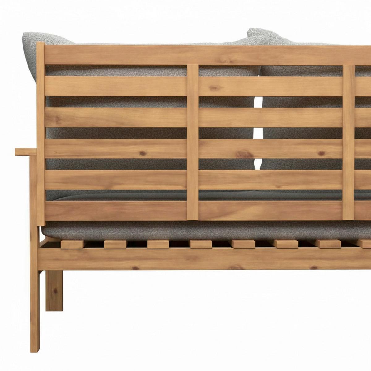 Sonneninsel Pia Grau Akazie/Outdoorstoff - Grau/Akaziefarben, MODERN, Holz/Textil (130/74,5/80-140cm) - Bessagi Garden