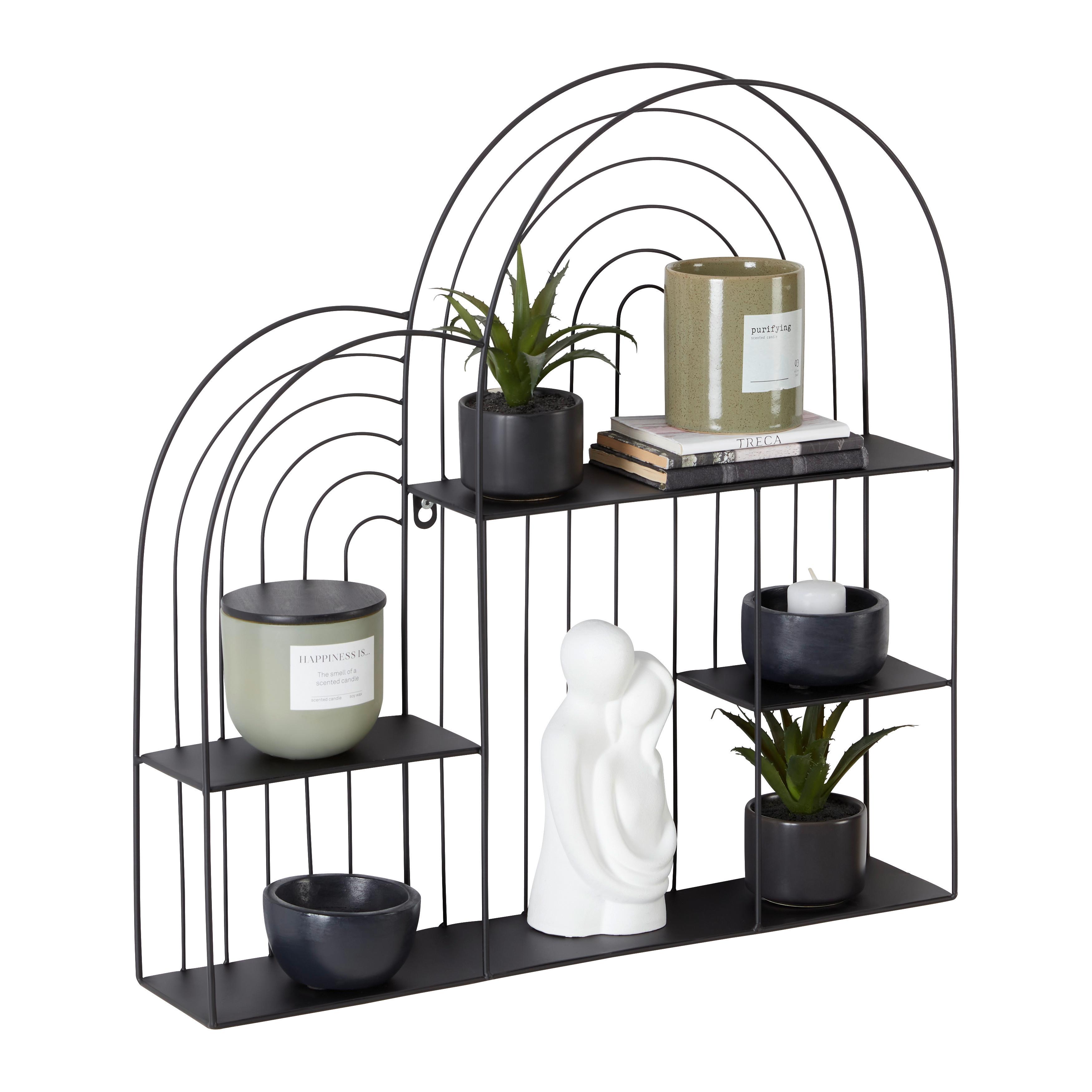 Zidna Polica Ivy - crna, Moderno, metal (54/55/11cm) - Modern Living