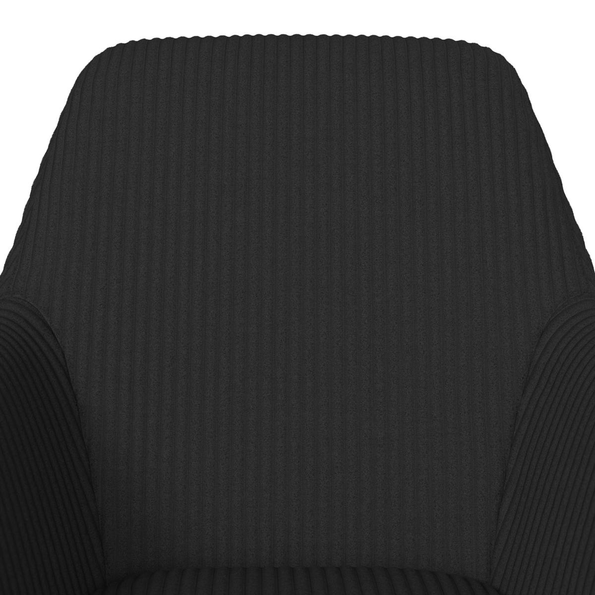 Armlehnstuhl Alani Schwarz Cord Gepolstert - Schwarz, MODERN, Textil/Metall (60/58/86cm) - Bessagi Home