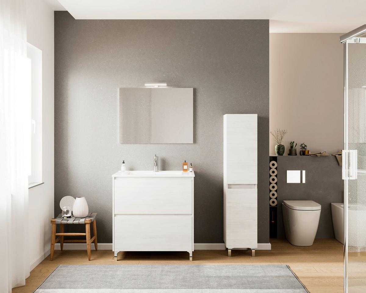 DULAP ÎNALT LISBONA - stejar Bianco, Basics, material pe bază de lemn (31.5/130/33.1cm)