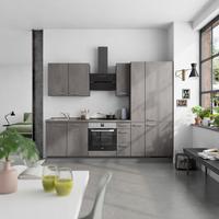 Küchenblock Riva High m. Geräten Schieferfarben - Schieferfarben/Edelstahlfarben, MODERN, Holzwerkstoff/Metall (270cm) - Nobilia