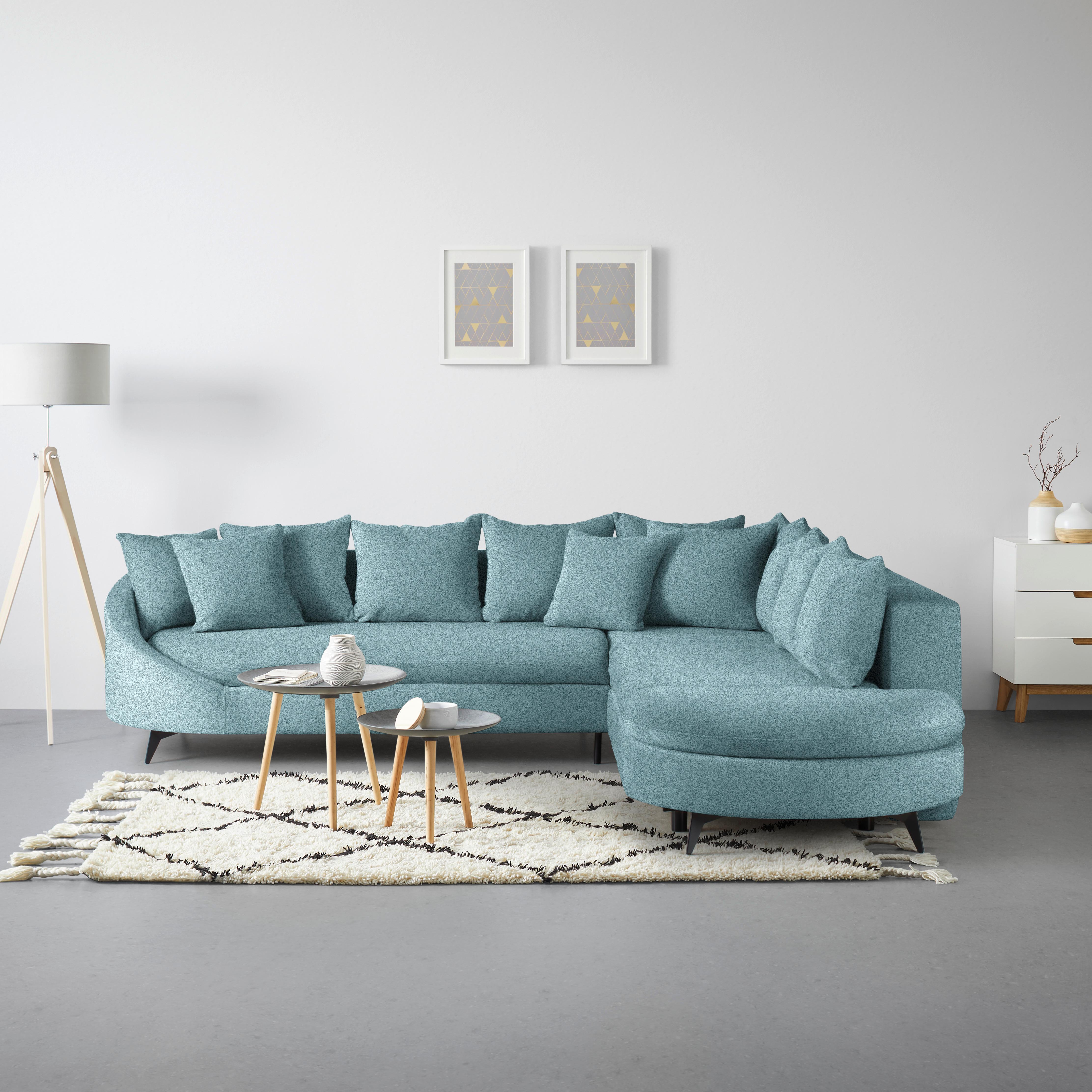 Ecksofa Axel Blau - Blau/Schwarz, MODERN, Textil/Metall (291/87/250cm) - Mömax