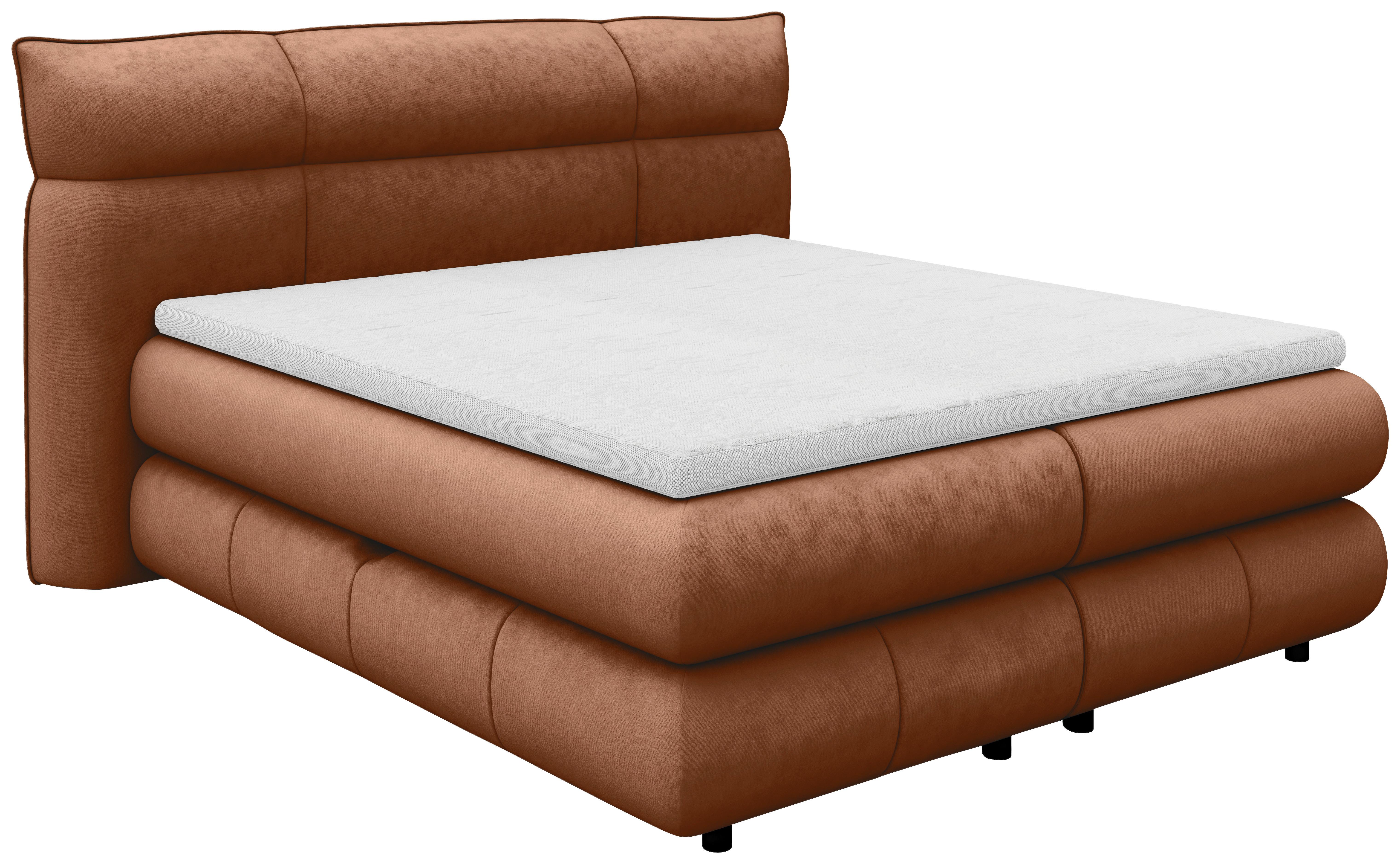 Boxspring Krevet Caramelo - bakrenaste boje/crna, Trend, tekstil/plastika (140/200cm) - Premium Living