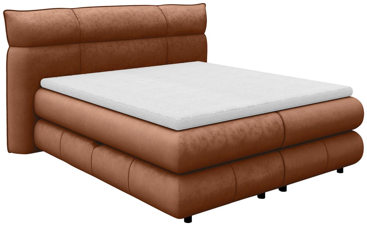 Boxspring Krevet Caramelo - bakrenaste boje/crna, Trend, tekstil/plastika (140/200cm) - Premium Living