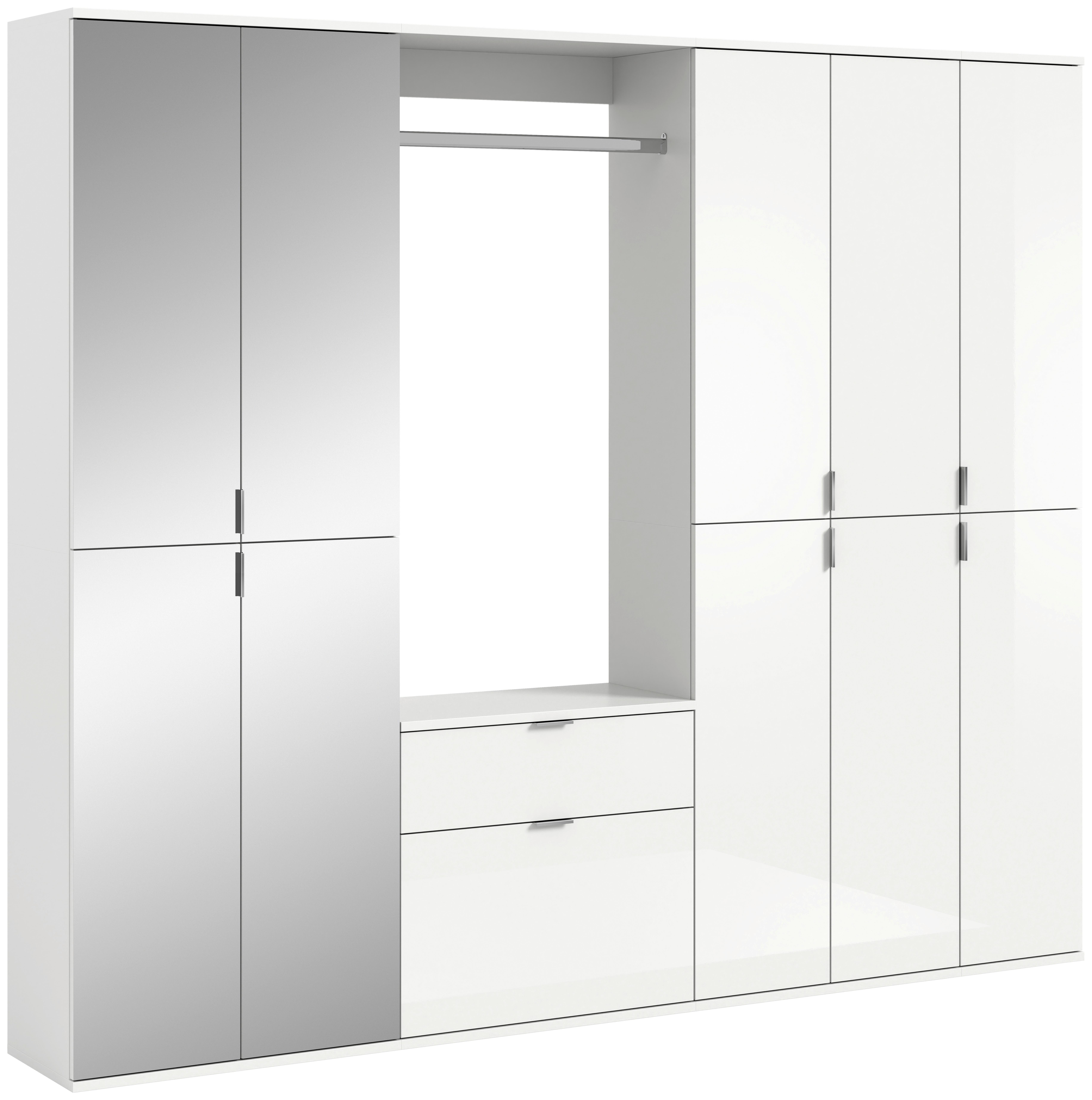 Garderobe Projekt X ca. 213x193 cm Weiß - Weiß Hochglanz, MODERN, Glas/Holzwerkstoff (213/193/34cm) - MID.YOU