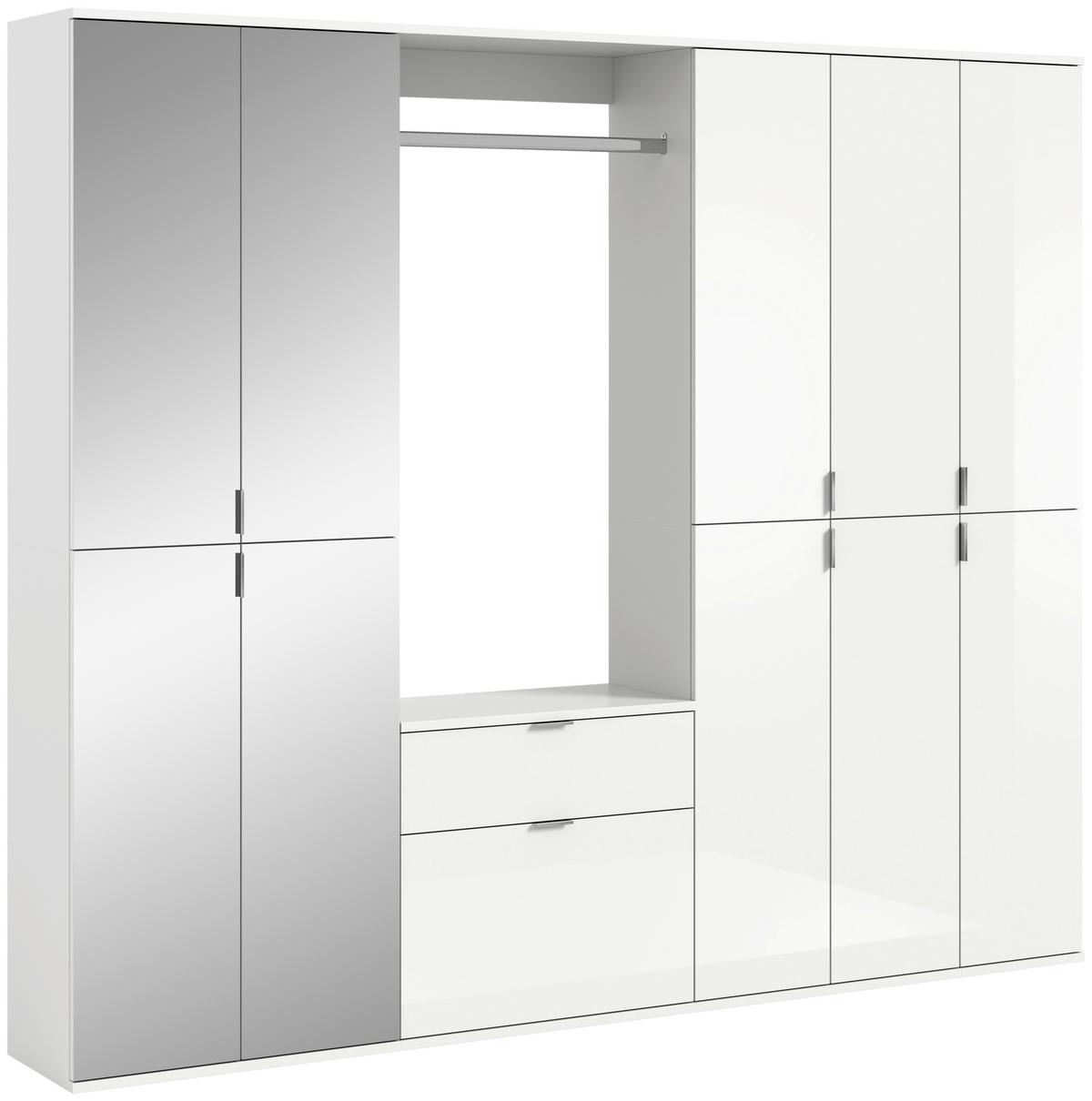 Garderobe Projekt X ca. 213x193 cm Weiß - Weiß Hochglanz, MODERN, Glas/Holzwerkstoff (213/193/34cm) - MID.YOU