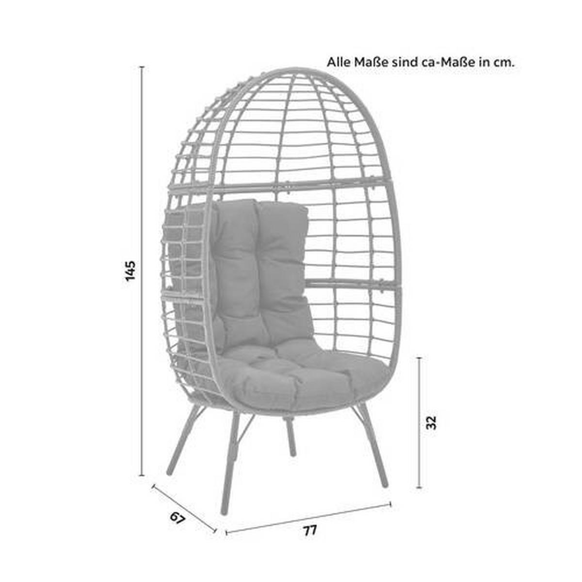Kerti Relax Szék Nara - fekete, Modern, textil/fém (77/145/67cm) - Bessagi Garden