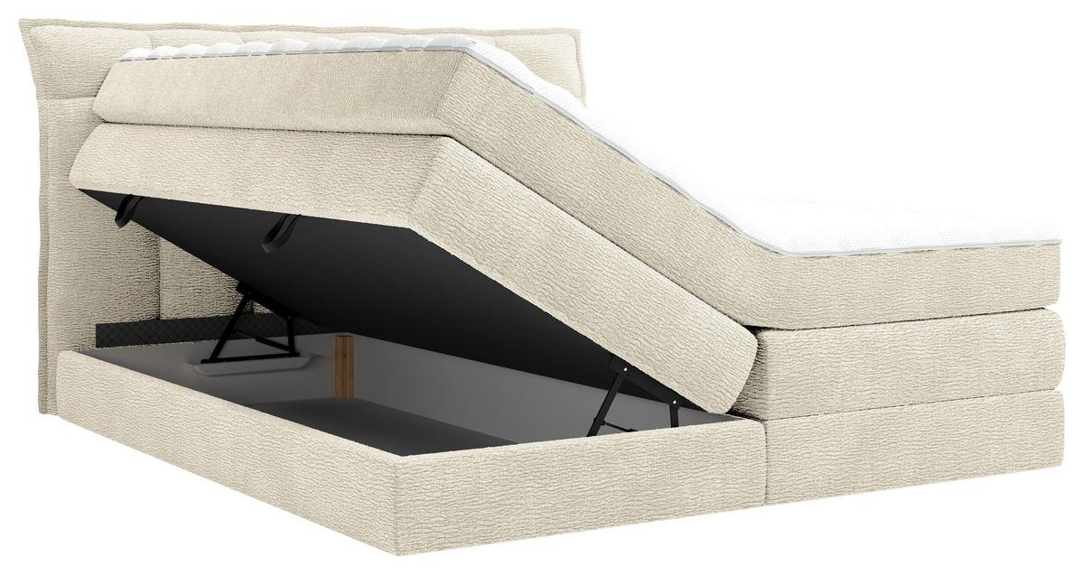 Boxspringbett Aureno Beige ca. 180x200cm - Beige/Schwarz, KONVENTIONELL, Holz/Holzwerkstoff (180/200cm) - Premium Living
