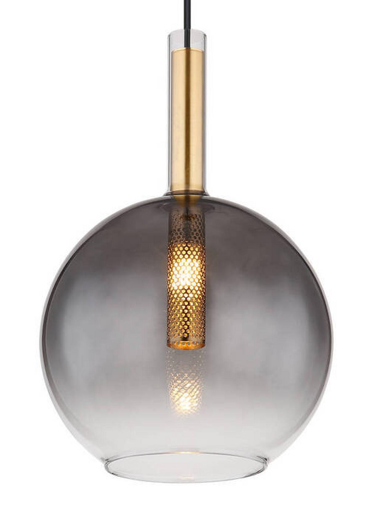 Hängeleuchte Elisabeth Messingfarben max. 10 Watt - Klar/Messingfarben, Design, Glas/Metall (18/120cm) - Globo