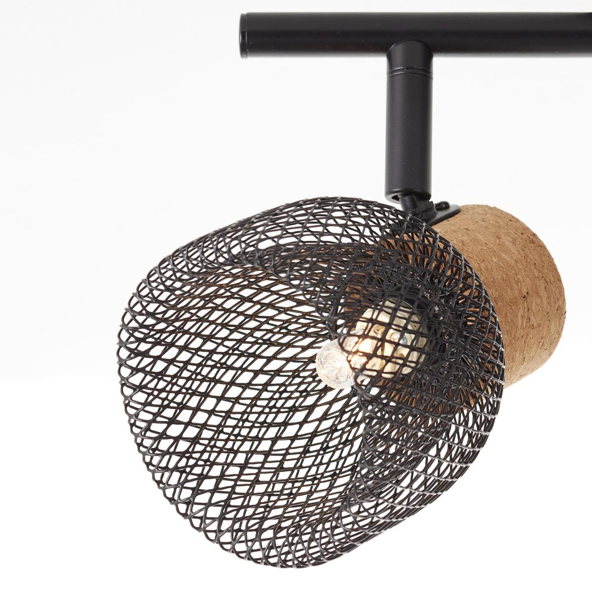 Deckenleuchte Flaka Schwarz max. 6 Watt - Schwarz, Natur, Holz/Metall (16,5/76,5/9cm) - Brilliant