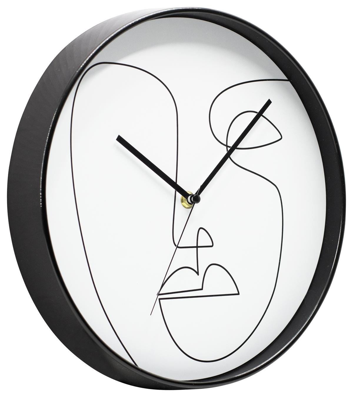 WANDUHR FACES - Schwarz/Weiß, MODERN, Kunststoff (30cm) - Modern Living