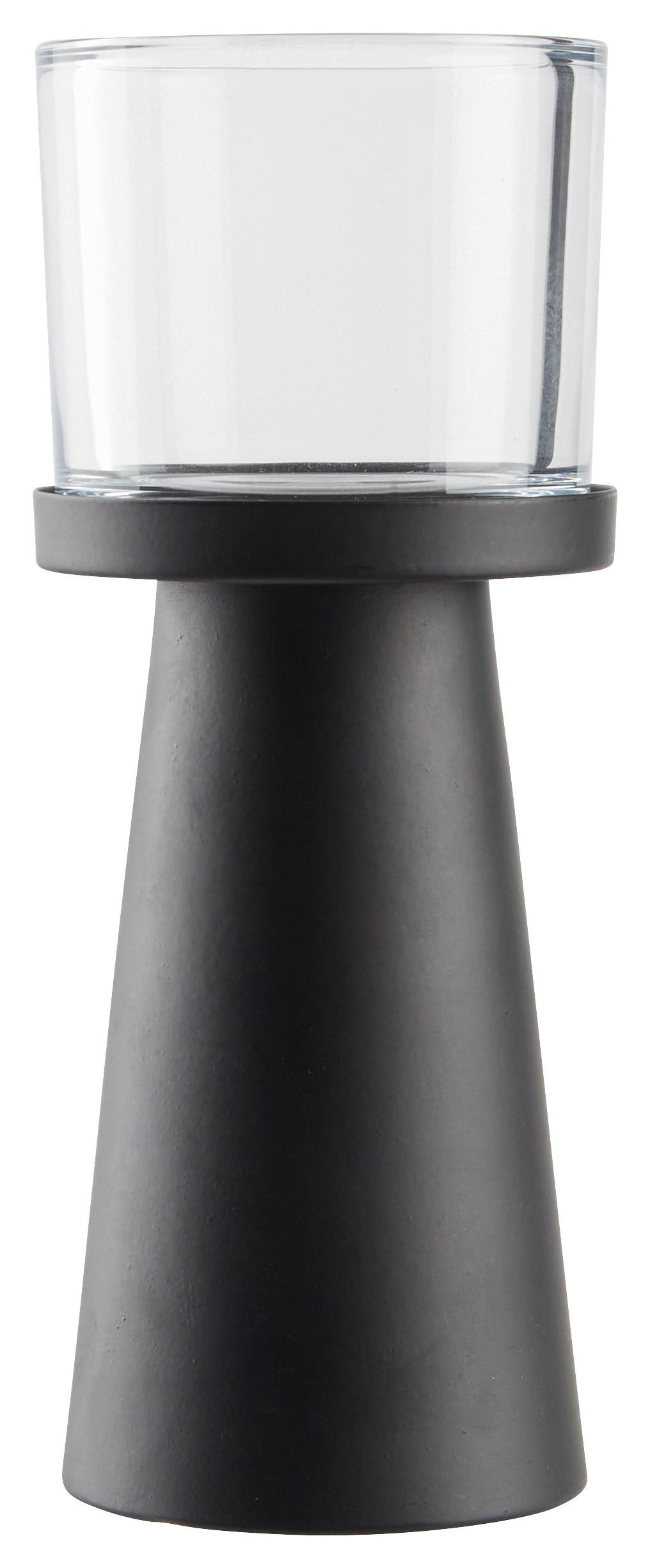 Mécsestartó Pius Ii - fekete, Basics, Üveg/fém (9/23cm) - Modern Living