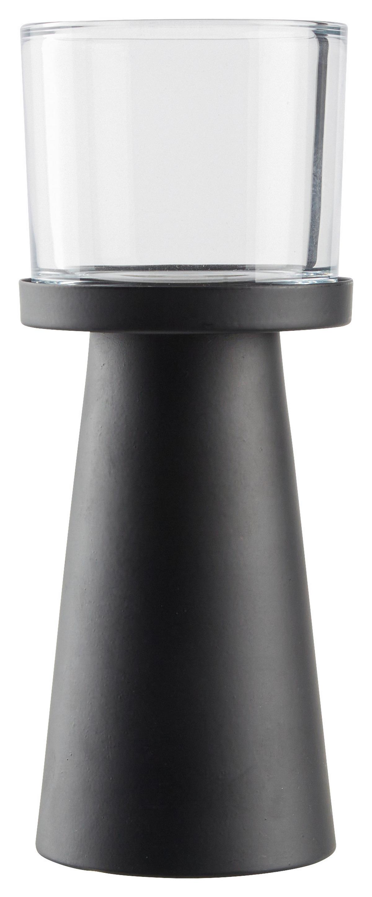 Mécsestartó Pius Ii - fekete, Basics, Üveg/fém (9/23cm) - Modern Living