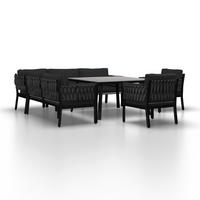 Vrtna Garnitura Elisa - siva/crna, Moderno, metal/tekstil (238/74/75cm) - Bessagi Garden