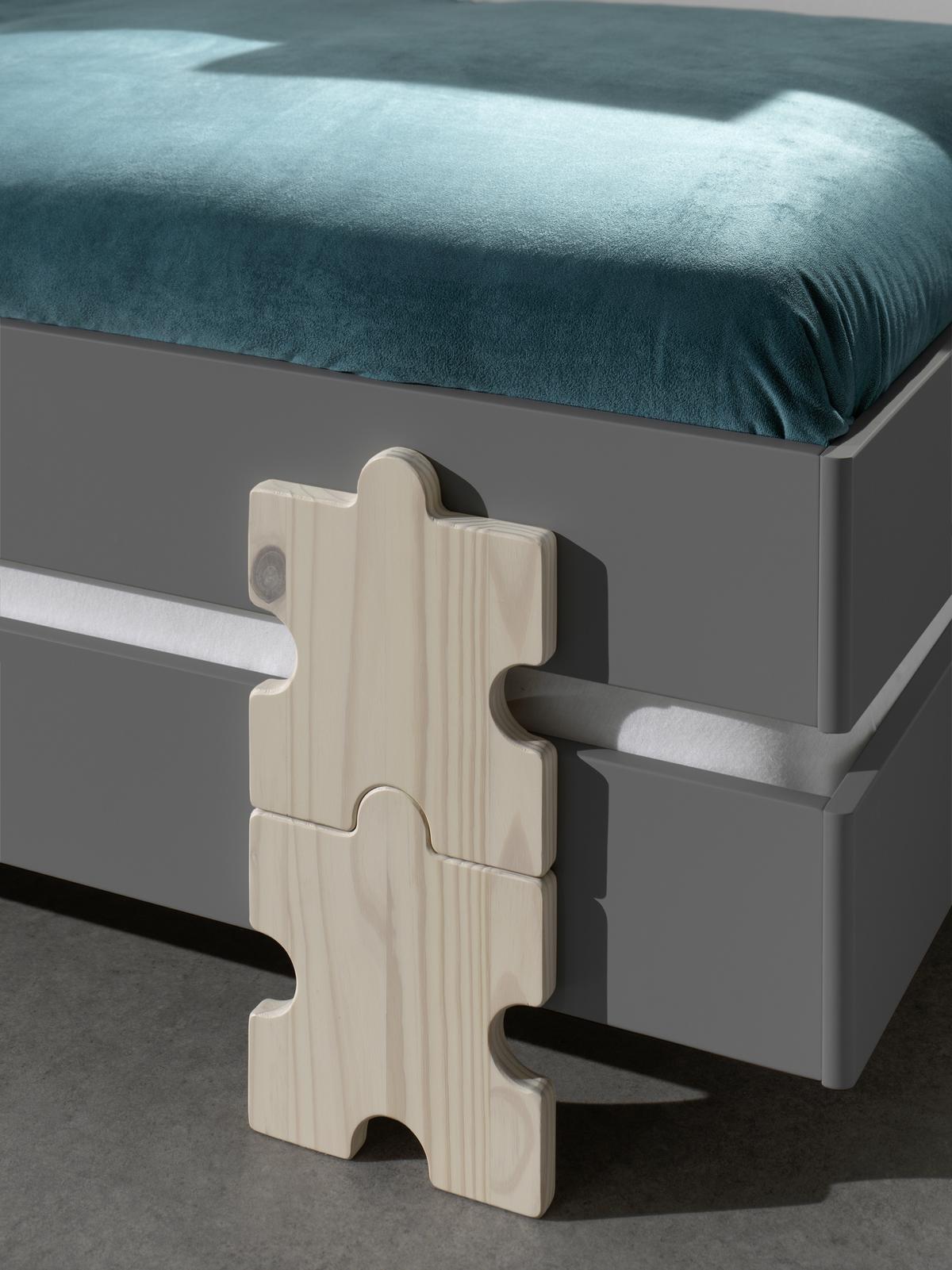 Stapelbett Modulo Grau - Grau/Kieferfarben, MODERN, Holz/Holzwerkstoff (90/200cm) - Vipack