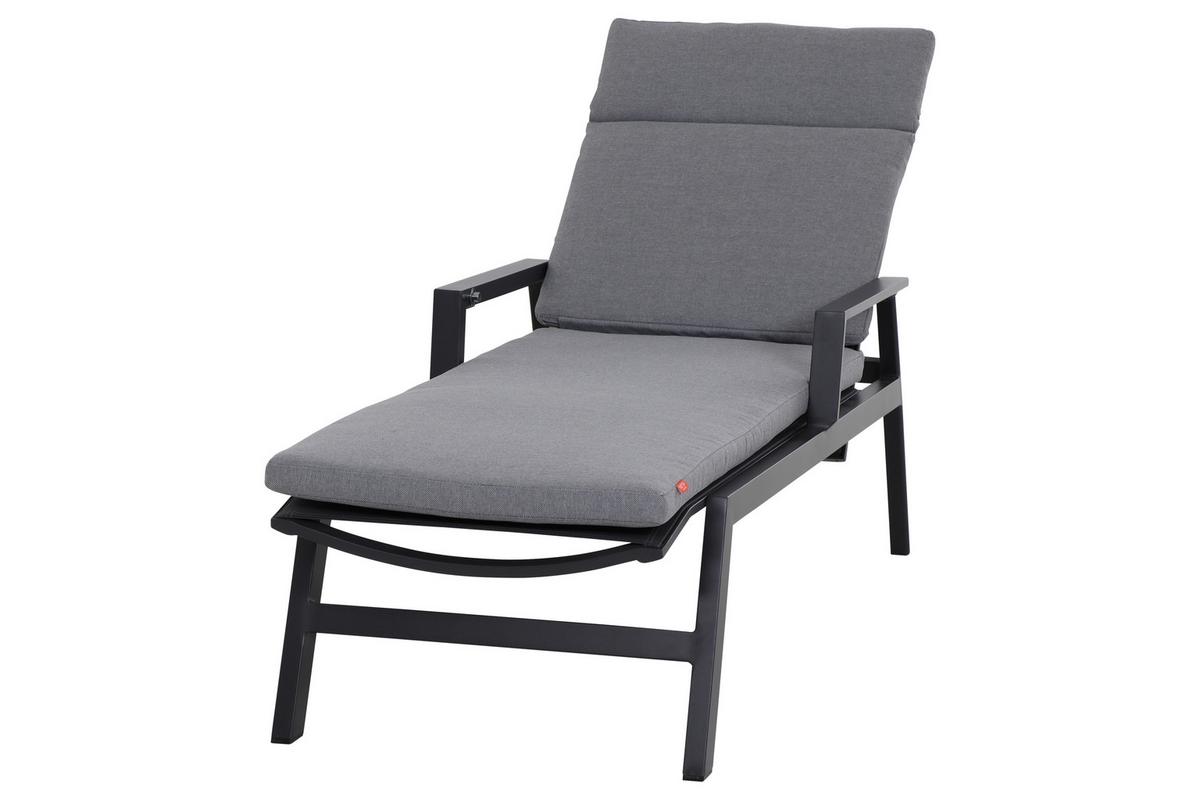 Gartenliege Valencia Anthrazit - Anthrazit, Basics, Kunststoff/Textil (154/102/70cm) - Siena Garden