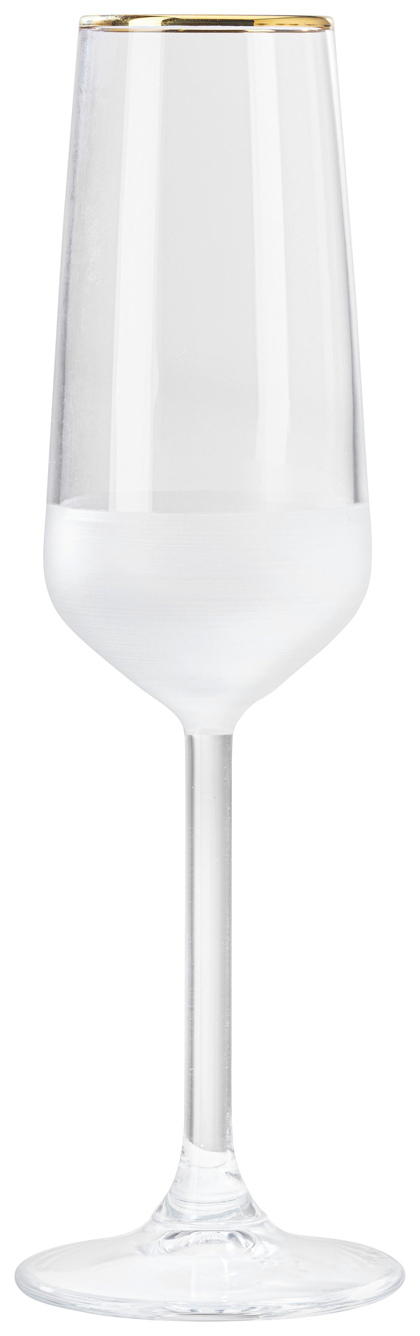 Sektglas Goldline in Weiss ca. 195ml - Weiss, Modern, Glas (4,5/22,6cm) - Premium Living