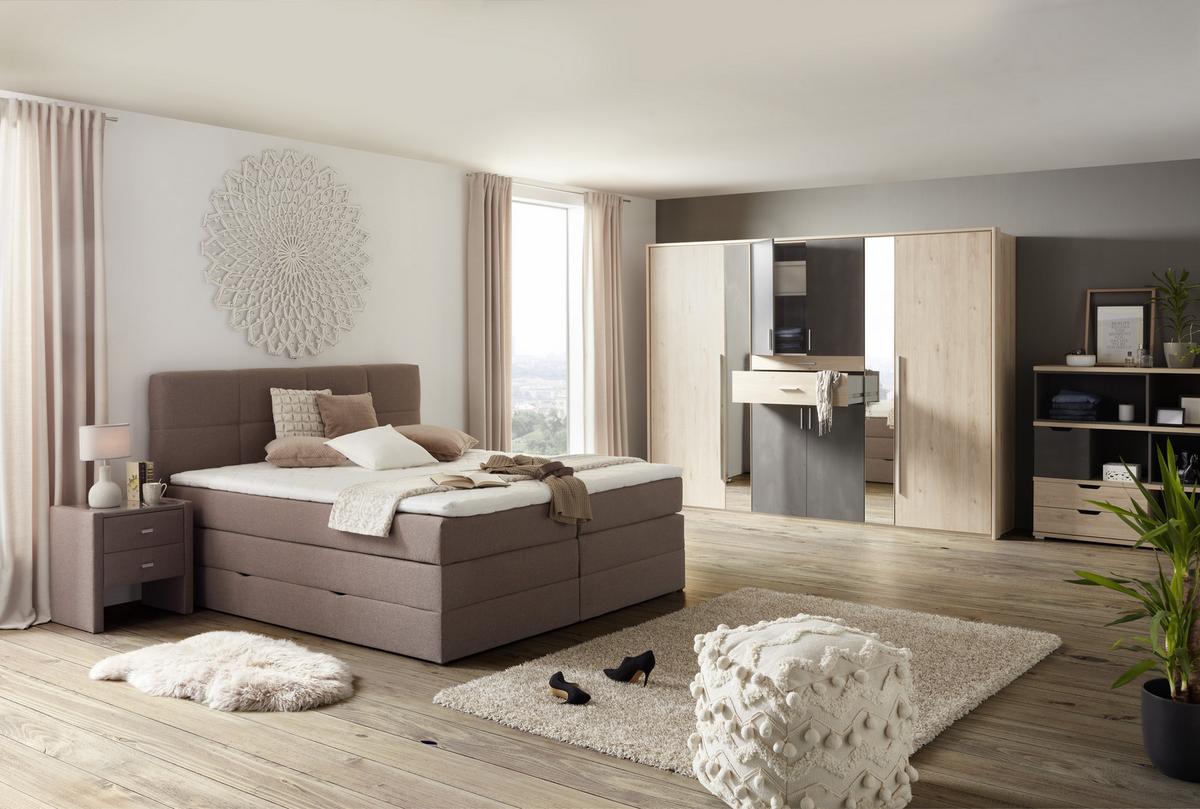 Nočna Omarica Linzi - srebrne barve/rjava, Konvencionalno, umetna masa/tekstil (52/55/39cm) - Premium Living