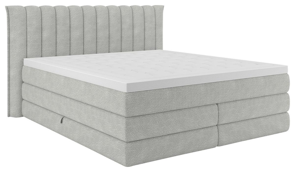 Boxspringbett Lina Hellgrau ca. 200x200cm - Hellgrau, KONVENTIONELL, Holz/Holzwerkstoff (200/200cm) - Premium Living