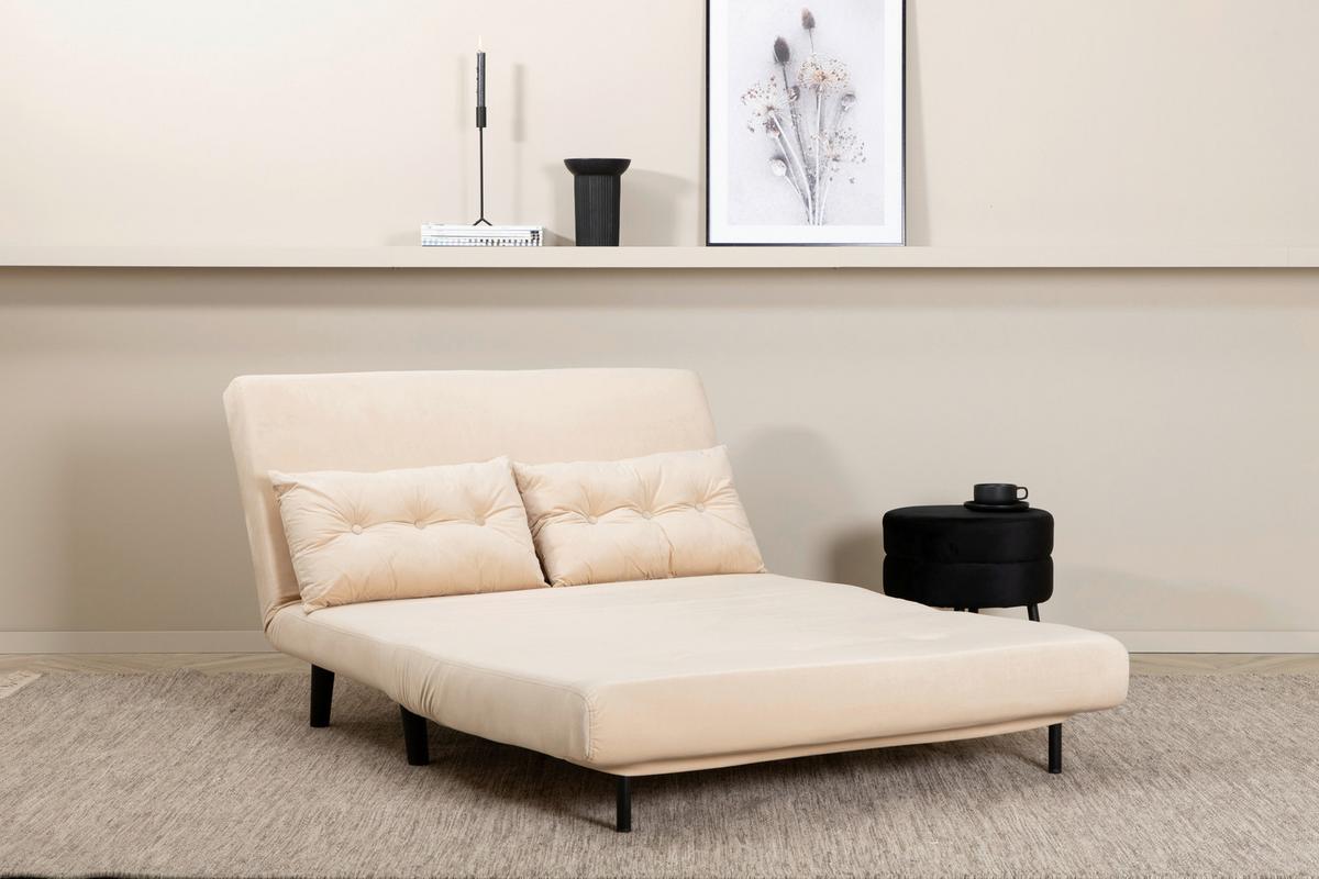 SCHLAFSOFA VICKY - Creme, Design, Textil/Metall (120/88/80cm) - Livetastic