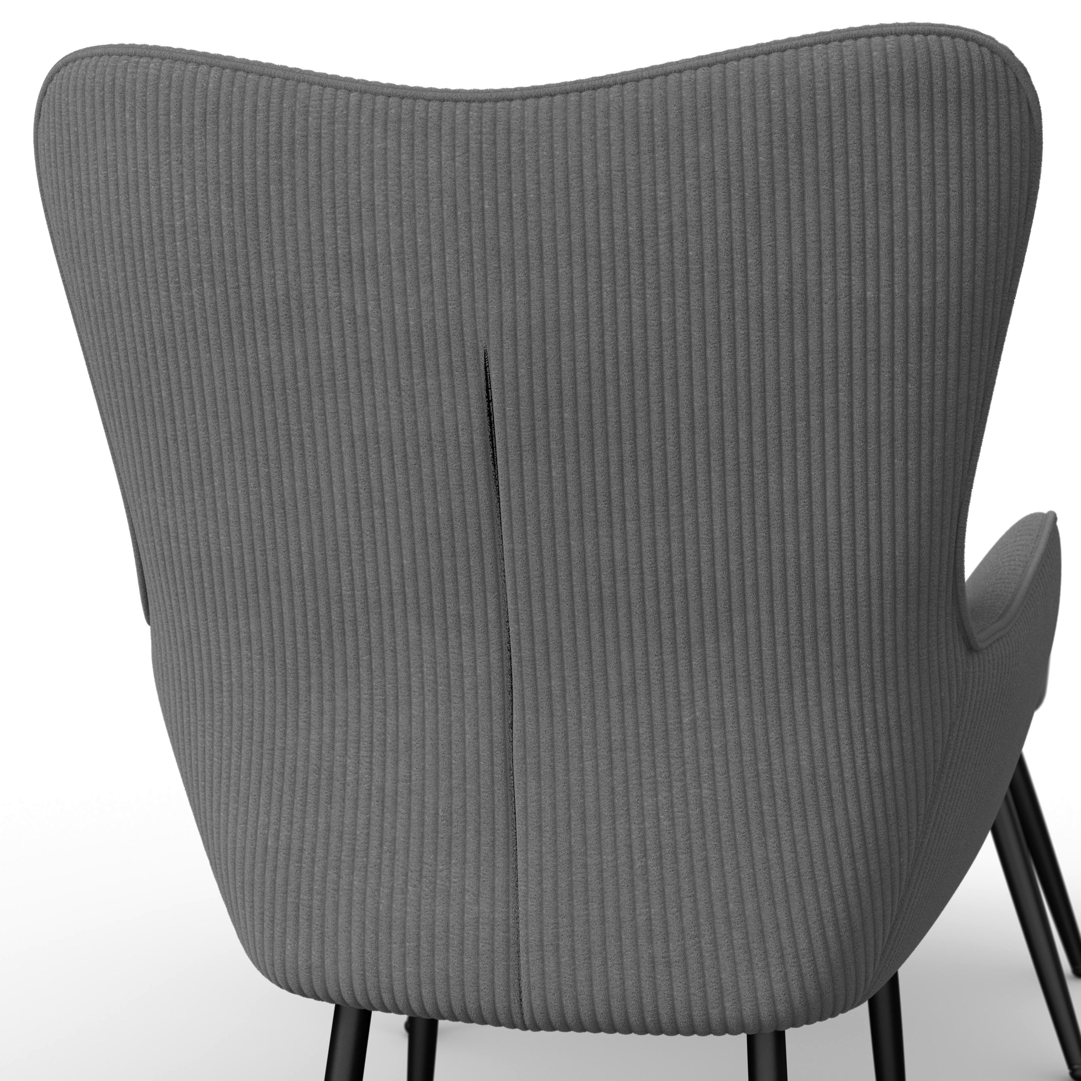 RELAXFÅTÖLJ AURORA - grå/svart, Modern, metall/trä (68,5/99/90cm) - Bessagi Home