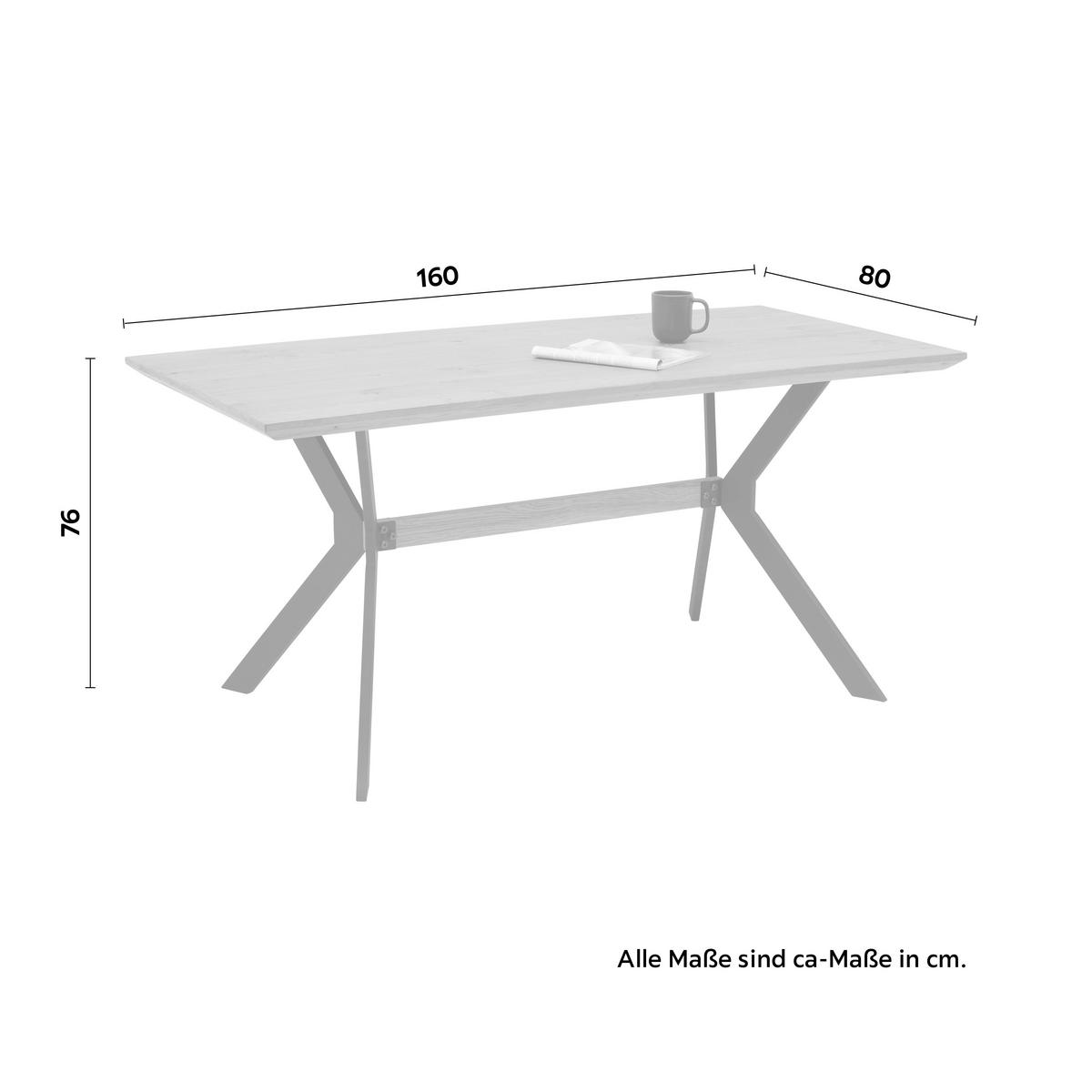 Esstisch Rupert in Schwarz/Eichefarben - Eichefarben/Schwarz, Basics, Holzwerkstoff/Metall (160/80/76cm) - Zandiara