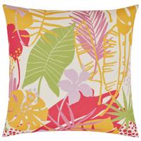 Outdoor-Kissen Palmblatt Gelb/Grün/Pink ca. 45x45cm - Pink/Gelb, Konventionell (45/45cm) - Modern Living